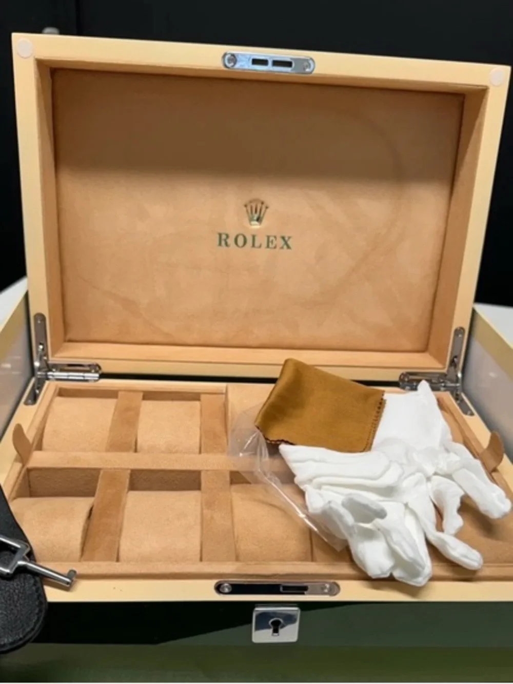 Rolex Green and Gold Crown Travel/Storage Box